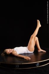 Sportswear Woman White Laying poses - ALL Average Laying poses - on back long brown Standard Photoshoot  Academic